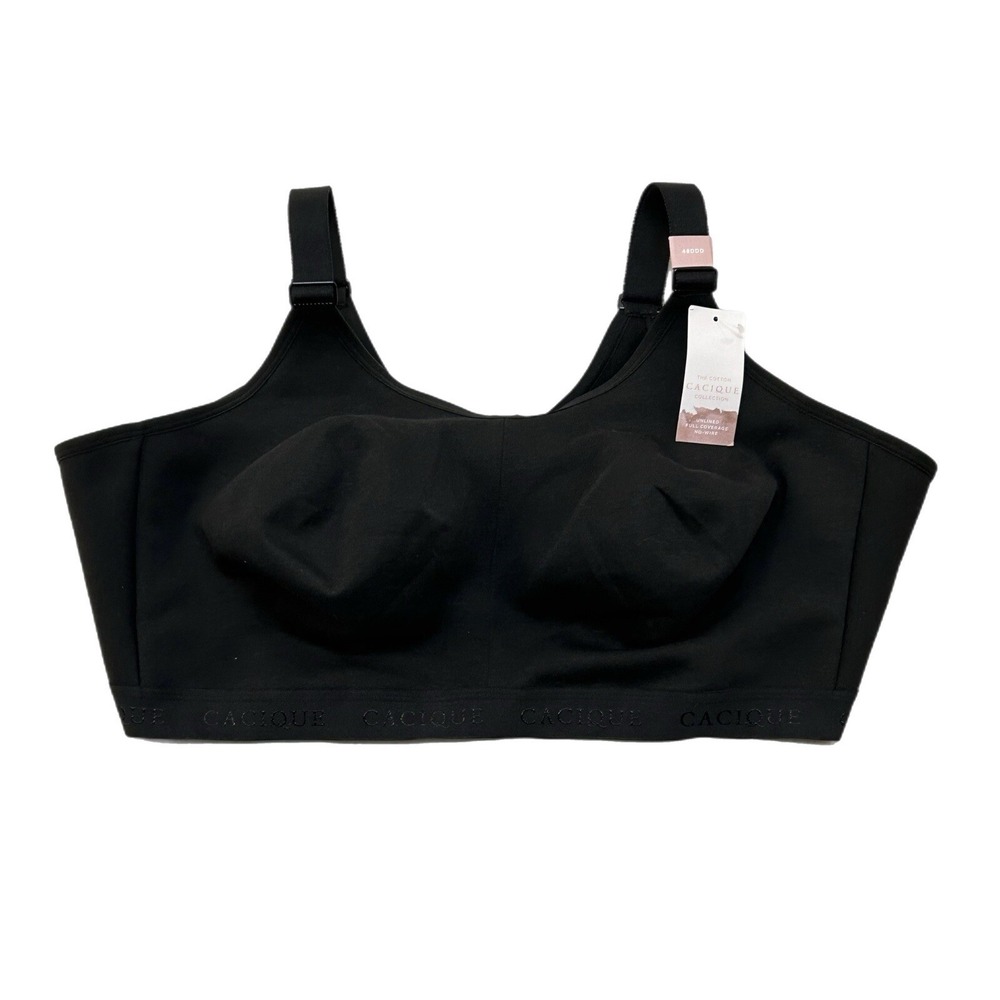 Cacique Womens Bra 48DDD Black Unlined Scoop Cotton‎ Lane No Wire NEW